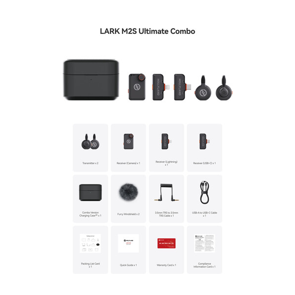 Hollyland LARK M2S Ultimate Combo 2-Person Wireless Microphone System for Cameras and Mobile Devices (2.4 GHz, Space Gray) - Image 2