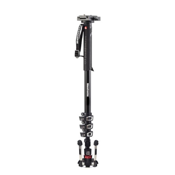 Manfrotto MVMPROA4577 XPRO 4 Section Video Monopod Sliding Plate & FLUIDTECH Base - Image 5